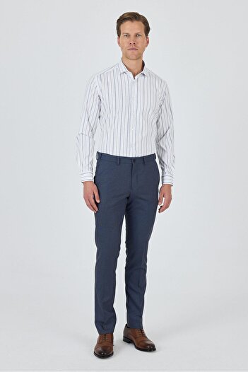 İmza Blue Filafil Side Pocket Open Leg Slim Fit Adjustable Belt Trousers 1003250123
