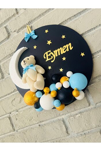 NeşeliAtölyem 30 cm Yuvarlak Bubble Bebek Kapı Süsü Hastane Doğum Odası