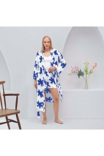 Aydoğan Women's Summer Shorts and Morning Dress 3 Piece Set