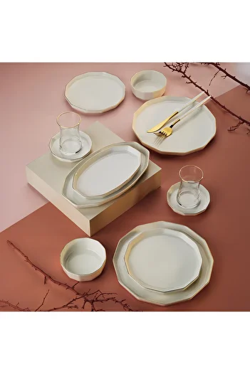 Aryıldız Amber Gold 32 Piece Breakfast Set for 6 People