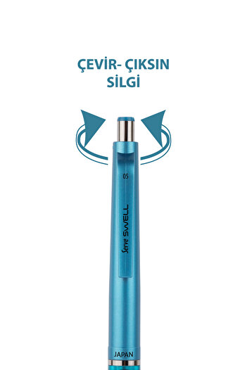 Serve Swell Metalik Mavi Mekanik Versatil Kalem 0.5 Mm