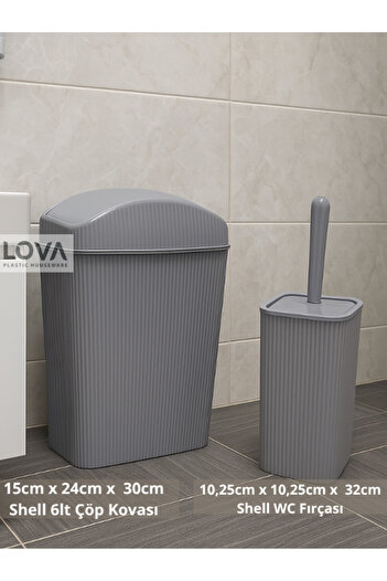 Lova 2 Set Banyo Çöp Kovası,WC Fırçası
