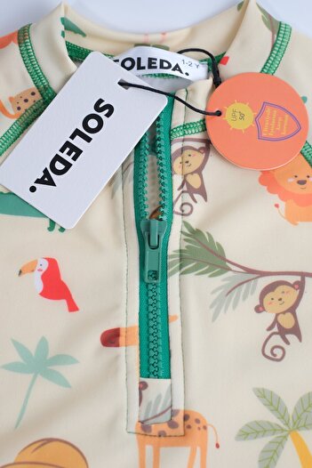 SOLEDA Uv Güneş Korumalı Upf 50 Bebek Çocuk Mayosu Safari Jungle