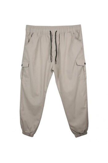 marufshop Large Size Lycra Jogger Pants with Cargo Pockets Stone