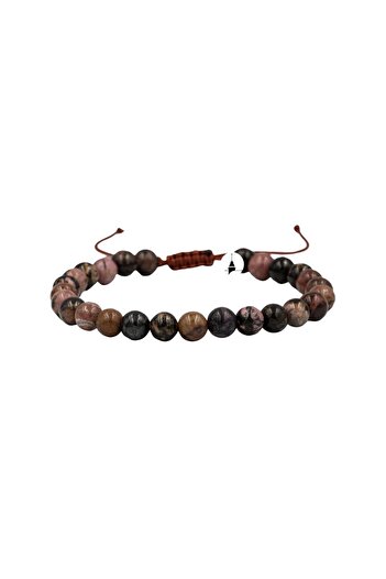 OSMANLI DOĞAL TAŞ Rhodonite 6mm Ladder Closure Natural Stone Bracelet