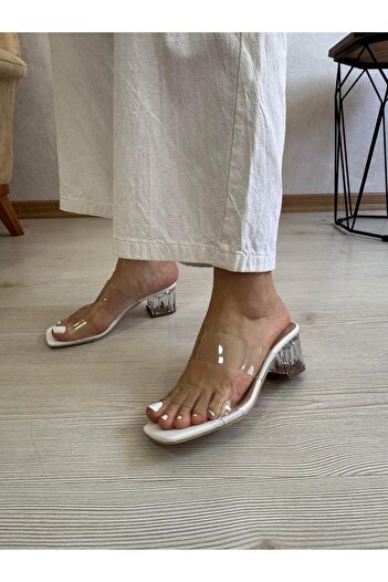 DERİ KABUSU Short transparent heel slippers 785