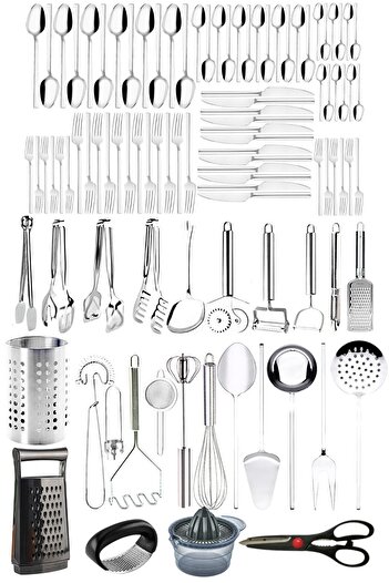 Mirilliahome 100 Piece Cutlery Set – Dinnerware and Kitchen Utensils Set for 12 People