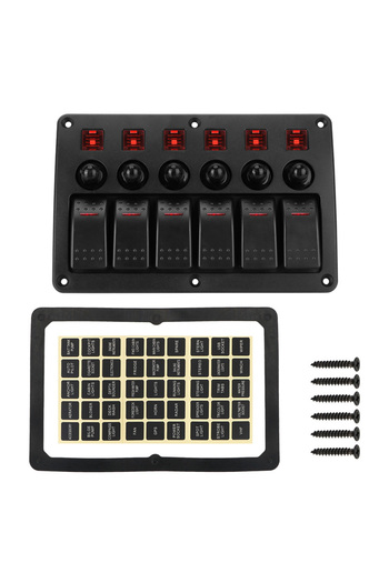 Choice Red 24V 12V 6 Gang Light Toggle Switch Panel Buttons Circuit Control With Fuse LED Indicator Car Acc