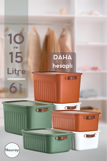 nouray 6Pcs 3X10Lt-3X15Lt Decorative Multi-Purpose Organizer Box with Lid, Inside Cabinet Organizer, Organizer.