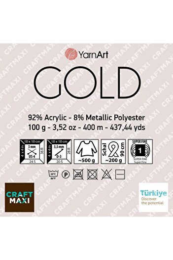 Yarnart Gold - Glitter Hand Knitting Thread White-silvery-9362