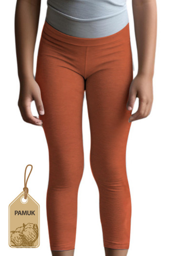 TWOO KİDS Seasonal Summer Comfortable Cotton Anti-Sweat Girls' Lycra Orange Long Leggings