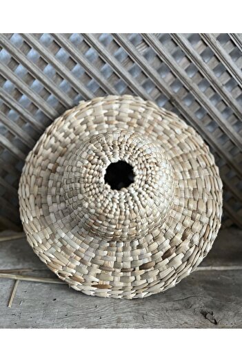 afralya home Hasır Şapka Avize Bohem Rustik Avize 32 Cm (BEYAZ DUY DAHİL) Adet Fiyatı