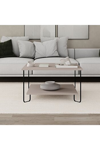 Mourah Home طاولة قهوة ماربو مودرن متعددة الاستخدامات، لون رمادي موكا، ارتفاع 45 سم، لون موكا فاتح