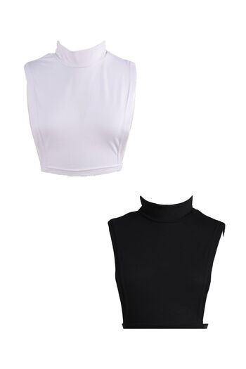 mirach 2-Pack Turtleneck Sleeveless Neck Collar Zero Sleeved Neck Collar Hijab Low-cut Concealer Soft