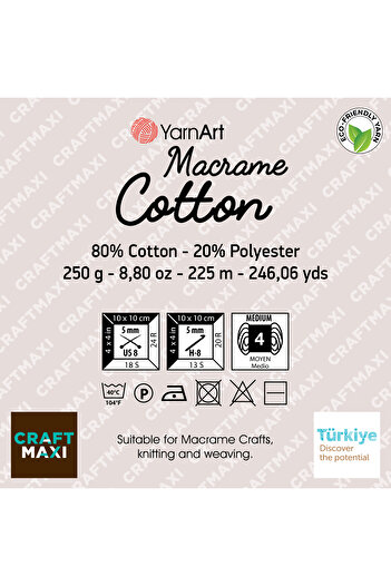Yarnart Macrame Cotton - Makrome El Örgü Ipi Koyu Kahverengi-769