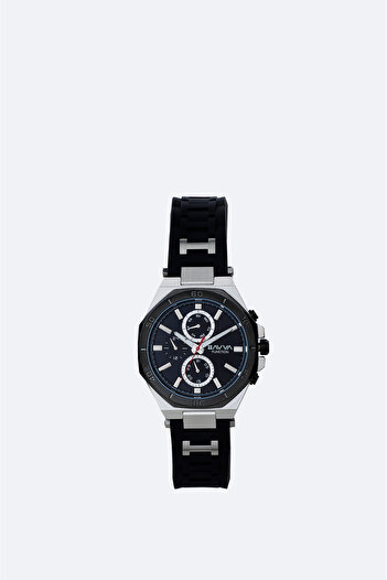 Avva Men's Black - Silver Silicone Box Watch B 009028