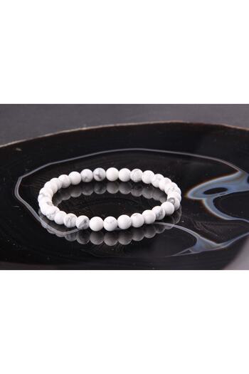 OSMANLI DOĞAL TAŞ Certified Howlite Natural Stone Bracelet 6 Mm - B820