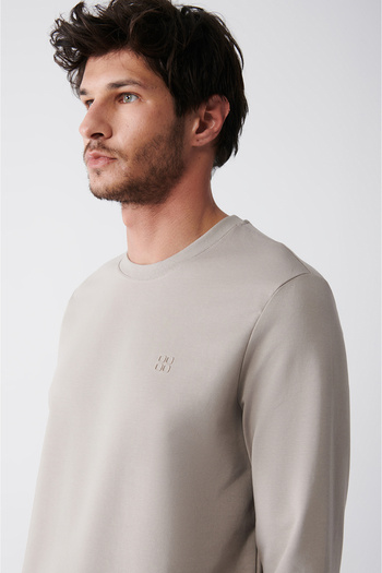 Avva Men's Stone Crew Neck Cotton 2 Thread Non-Rated Sweatshirt E 001200
