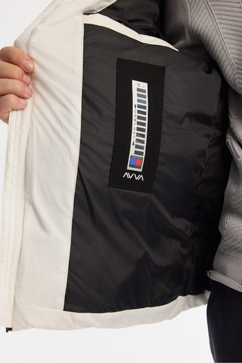 Avva Ανδρικό παλτό Comfort Fit με λευκή κουκούλα, αδιάβροχο, αντιανεμικό πουπουλένιο παλτό B006046