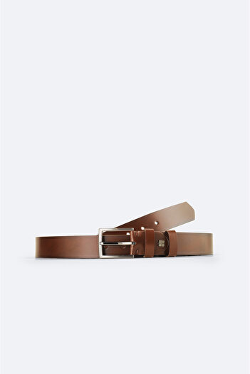 Avva Men's Brown 100% Leather Classic Buckle Belt A51Y9306
