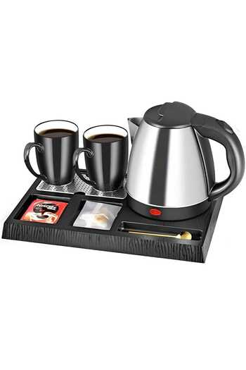 Generic Hotel Kettle Set with 2 Ceramic Cups and Base – 1200ml 1350W Fast Heating Electric Kettle