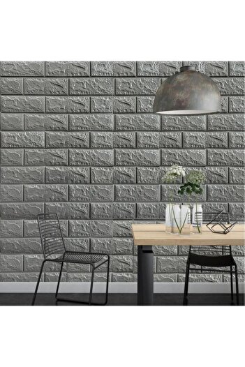 Renkli Duvarlar 50x54 Cm 0,27 M² Gri Silinebilir Kendinden Yapışkanlı Duvar Kağıdı Esnek Panel 3d Tuğla Desen
