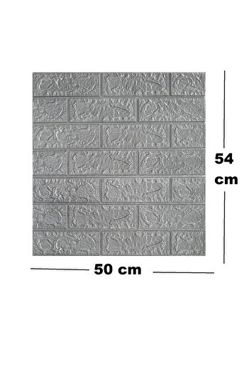 Renkli Duvarlar 50x54 Cm 0,27 M² Gri Silinebilir Kendinden Yapışkanlı Duvar Kağıdı Esnek Panel 3d Tuğla Desen