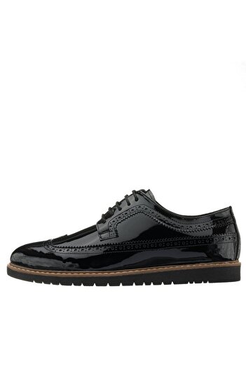 İriadam 45 - 46 - 47 - 48 -49 - 50 Nrm1241 Black Patent Leather Large Size Calf Leather Comfortable Wide Fit Men's Foot