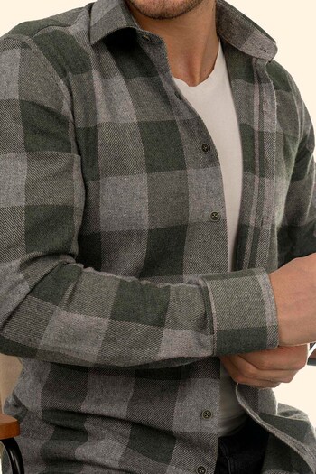 Etikmen Πράσινο λιλά Transition Slimfit Ξυλοκόπος Δώρο πουκάμισο