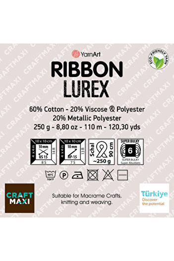 Yarnart Rıbbon Lurex - Glitter, Αξεσουάρ Χειροποίητο Πλεκτό Σχοινί Πράσινο-728