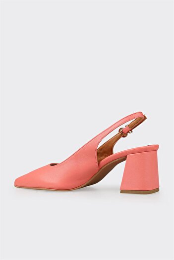 Elle Shoes Pembe Deri Kadın Topuklu Ayakkabı