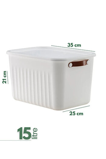hemlife 3lü Saklama Kutusu 15 LT Hacimli Plastik Düzenleyici Depolama Kutusu (Kiremit,Yeşil,Beyaz)