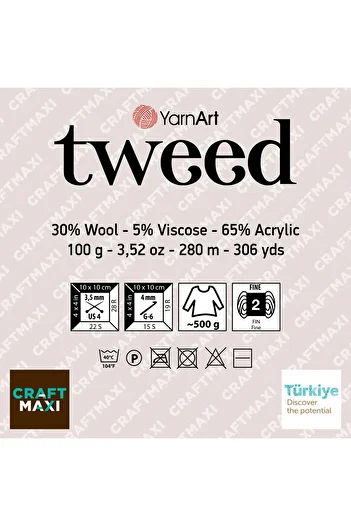 Yarnart Tweed - Μαλλί Πλεκτό Χέρι Μπεζ-227