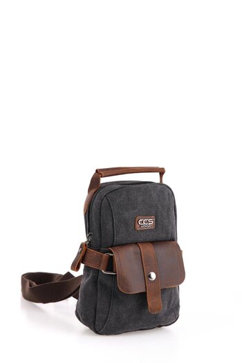 ÇÇS 51396 Kanvas Omuz Askılı Çapraz Çanta Siyah