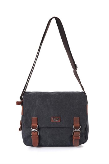 ÇÇS Canvas Messenger Shoulder Bag - Black