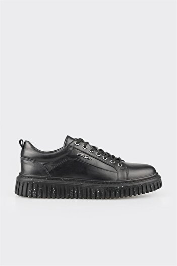 Elle Shoes Black Leather Men's Sports Shoes