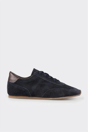 Elle Shoes Navy Blue Leather Women's Sneakers