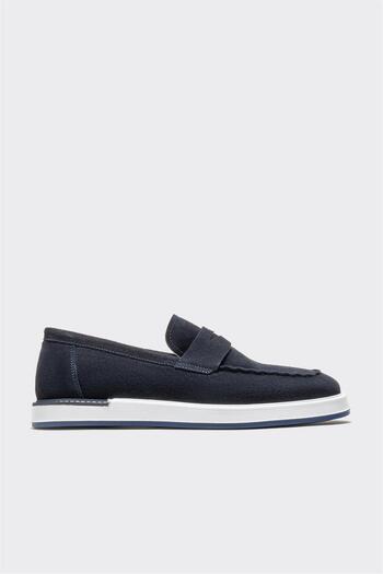 Elle Shoes Тъмносини кожени мъжки мокасини