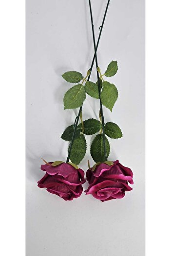 YASİMA Yapay Kadife Gül 2 Adet koyu pembe 50 cm VazoDekor Gelin Çiçeği ev Süsü
