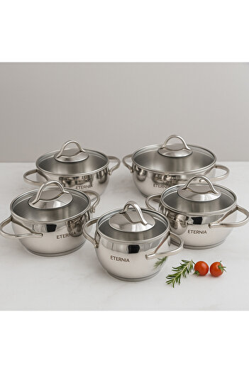 ETERNA Eternia Aqua Series 10 Piece 304 Quality Stainless Steel Cookware Set – 16-18-20-22-24 cm