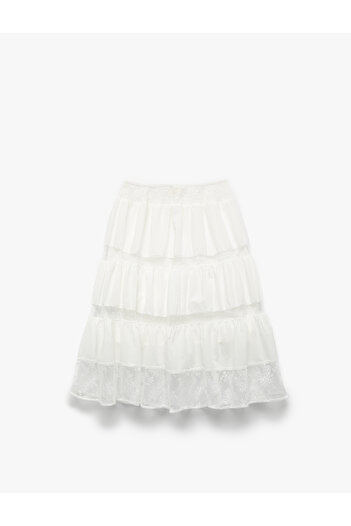 Koton Gipeli Tulle Detailed Layered Cotton Midi Skirt
