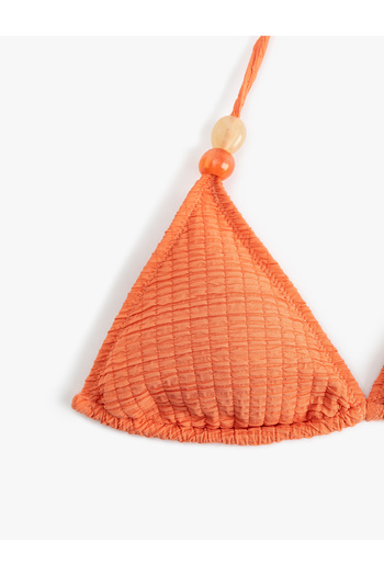 Koton Triangular Bikini Top with Textured Accessories