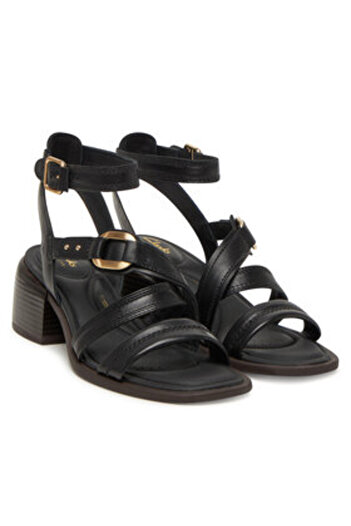 CLARKS Women's Sandals black CLARKS-26181243 BLACK LEATHER