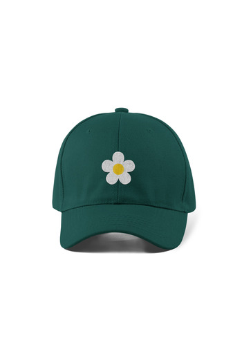 QUATEX Daisy Embroidered Hat – Green 100% Cotton Gabardine Unisex Model