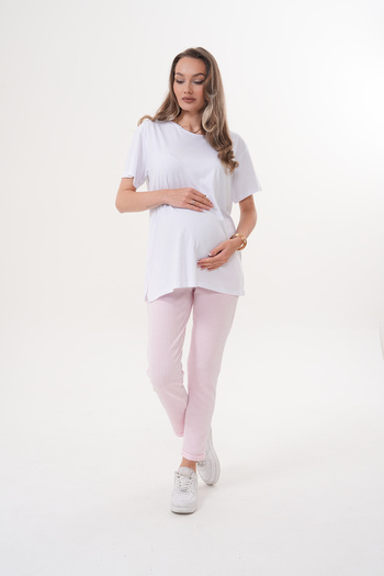 Miss Dünya Lissa Short Sleeve Oversize Tshirt Striped Pants Maternity and Maternity Bottom Top Set