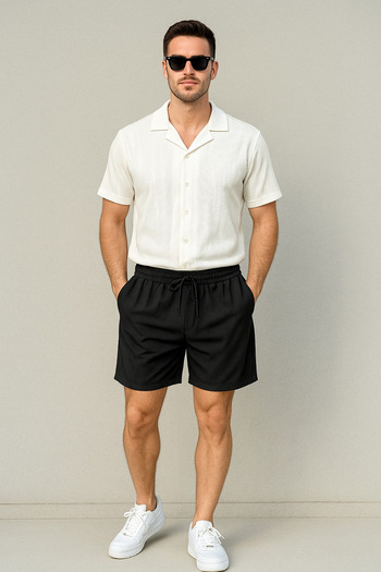 tiggirmoda Ottoman Fabric Short Sleeve Shirt Shorts Set