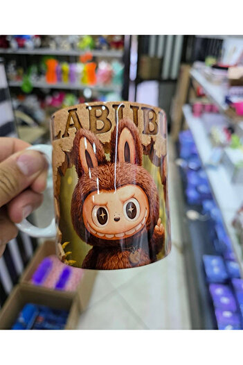 hanemlife Labubu Patterned Mug Cup Water Bottle Figured Mug Cup La Bu Bu 3D Patterned
