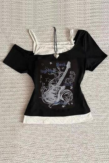 Köstebek Gothic Guitar Madonna Collar Short Sleeve Full Body with Additional Strap