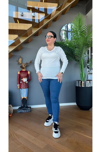 Vio Moda Büyük Beden Plus Size Corset Effect Jeans