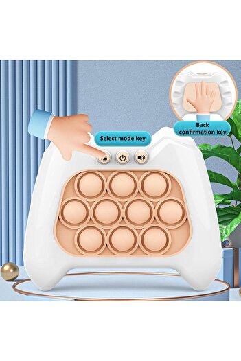 Teo Pop It Game, , console, interactive game, antistress, with batteries, Abs and silicone, White, 12 x 10 x 5.8 cm